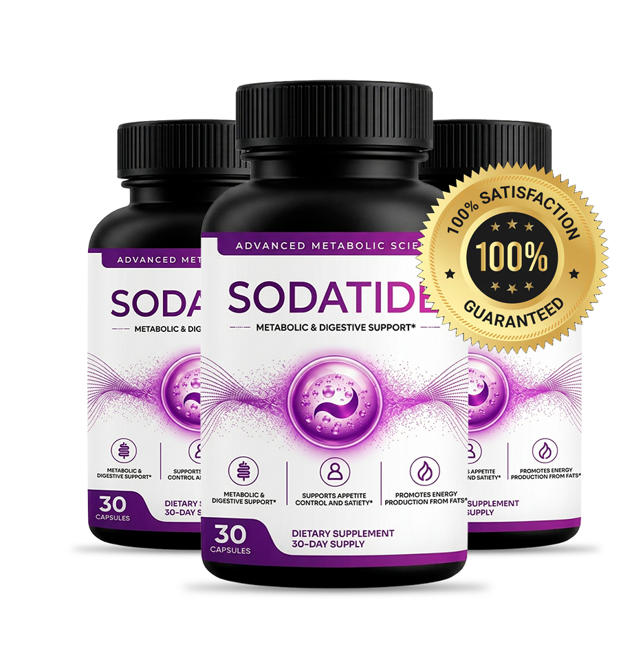 SodaTide bottle with the 60-day satisfaction guarantee badge